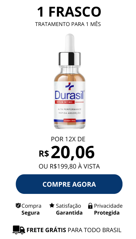 Imagem mostrando um frasco de Durasil com valor de R$ 199,80 ou 12x de R$ 20,06
